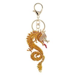 Keychain with a yellow crystal dragonKeyrings