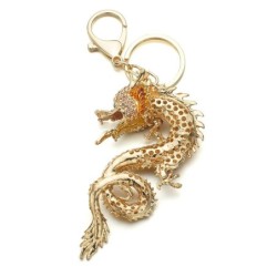 Keychain with a yellow crystal dragonKeyrings