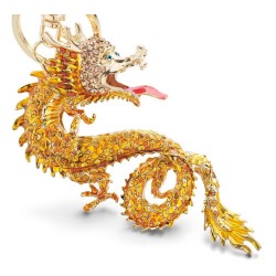 Chaveiro com um dragão de cristal amarelo