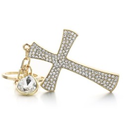 Luxuoso chaveiro - cruz de cristal cheia