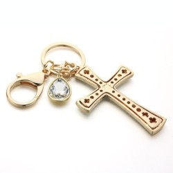 Luxuoso chaveiro - cruz de cristal cheia