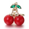 Chaveiro vermelho em forma de cereja - com cristal verde