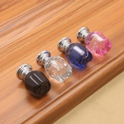 Puxadores de móveis de luxo - forma de rosa de cristal de vidro