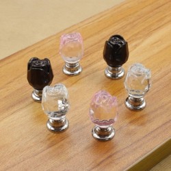 Luxurious furniture knobs - glass crystal rose shapeFurniture