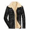 Leather winter jacket with fleece & zipper - slimJackets