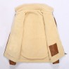 Jaqueta de inverno de couro com lã e zíper - slim