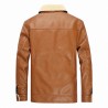 Jaqueta de inverno de couro com lã e zíper - slim