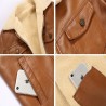 Jaqueta de inverno de couro com lã e zíper - slim