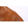 Jaqueta de inverno de couro com lã e zíper - slim