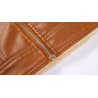 Jaqueta de inverno de couro com lã e zíper - slim