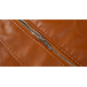 Jaqueta de inverno de couro com lã e zíper - slim
