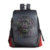 Mochila retrô feminina - estampa floral - couro genuíno - grande capacidade