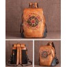 Women's retro backpack - floral embossing - genuine leather - large capacityBackpacks