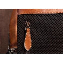 Mochila retrô feminina - estampa floral - couro genuíno - grande capacidade