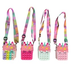 Bolsa de ombro push bubble - bolsa pequena de silicone - unicórnio