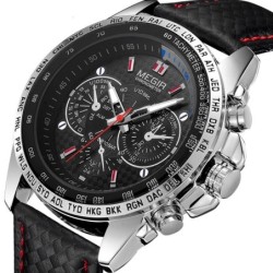 Relógio masculino da moda - Quartzo - impermeável - pulseira de couro