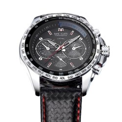 Relógio masculino da moda - Quartzo - impermeável - pulseira de couro