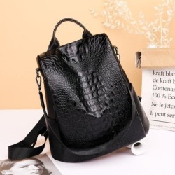 Mochila vintage na moda - bolsa de couro de ombro multifuncional - padrão de pele de cobra