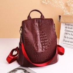 Mochila vintage na moda - bolsa de couro de ombro multifuncional - padrão de pele de cobra