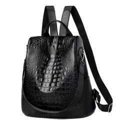 Mochila vintage na moda - bolsa de couro de ombro multifuncional - padrão de pele de cobra