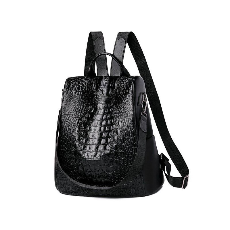 Mochila vintage na moda - bolsa de couro de ombro multifuncional - padrão de pele de cobra