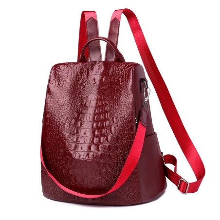 Mochila vintage na moda - bolsa de couro de ombro multifuncional - padrão de pele de cobra