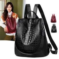 Mochila vintage na moda - bolsa de couro de ombro multifuncional - padrão de pele de cobra