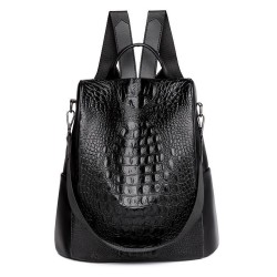 Mochila vintage na moda - bolsa de couro de ombro multifuncional - padrão de pele de cobra