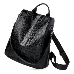 Mochila vintage na moda - bolsa de couro de ombro multifuncional - padrão de pele de cobra