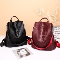 Mochila vintage na moda - bolsa de couro de ombro multifuncional - padrão de pele de cobra