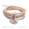 Pulseira elegante de três peças - com corações de cristal - prata - ouro - ouro rosa