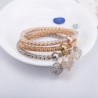 Pulseira elegante de três peças - com corações de cristal - prata - ouro - ouro rosa