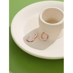 Brincos de argola pequenos elegantes - com zircônias cúbicas - prata de lei 925