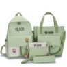 Mochila de grande capacidade - bolsa - bolsa de ombro - estojo - impressão de letras - conjunto de 4 peças