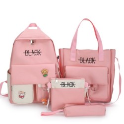 Mochila de grande capacidade - bolsa - bolsa de ombro - estojo - impressão de letras - conjunto de 4 peças