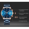 CRRJU - relógio azul luxuoso - Quartzo - aço inoxidável - à prova d'água