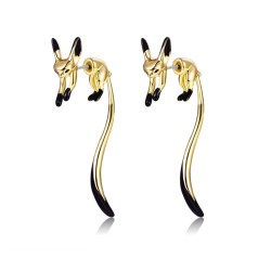 Elegant drop earrings - little fox - black enamel - silver - gold - rose golEarrings