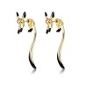 Elegant drop earrings - little fox - black enamel - silver - gold - rose golEarrings