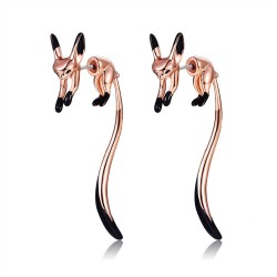 Brincos de gota elegantes - raposinha - esmalte preto - prata - ouro - rosa gol