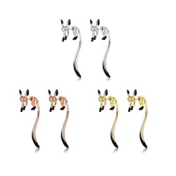 Brincos de gota elegantes - raposinha - esmalte preto - prata - ouro - rosa gol