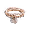 Pulseira elegante de três peças - com corações de cristal - prata - ouro - ouro rosa