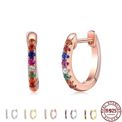 Brincos de argola pequenos elegantes - com zircônias cúbicas - prata de lei 925