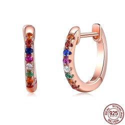 Brincos de argola pequenos elegantes - com zircônias cúbicas - prata de lei 925
