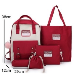 Conjunto de bolsas de lona na moda - mochila - bolsa de ombro - bolsa - estojo - bolsa pequena - 5 peças