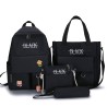 Mochila de grande capacidade - bolsa - bolsa de ombro - estojo - impressão de letras - conjunto de 4 peças