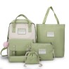 Conjunto de bolsas de lona na moda - mochila - bolsa de ombro - bolsa - estojo - bolsa pequena - 5 peças