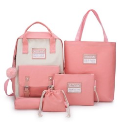 Conjunto de bolsas de lona na moda - mochila - bolsa de ombro - bolsa - estojo - bolsa pequena - 5 peças