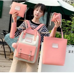 Conjunto de bolsas de lona na moda - mochila - bolsa de ombro - bolsa - estojo - bolsa pequena - 5 peças