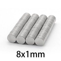 N35 - ímã de neodímio - disco redondo forte - 8mm * 1mm - 50 - 1000 peças