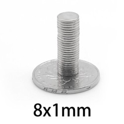 N35 - neodymium magnet - strong round disc - 8mm * 1mm - 50 - 1000 piecesN35